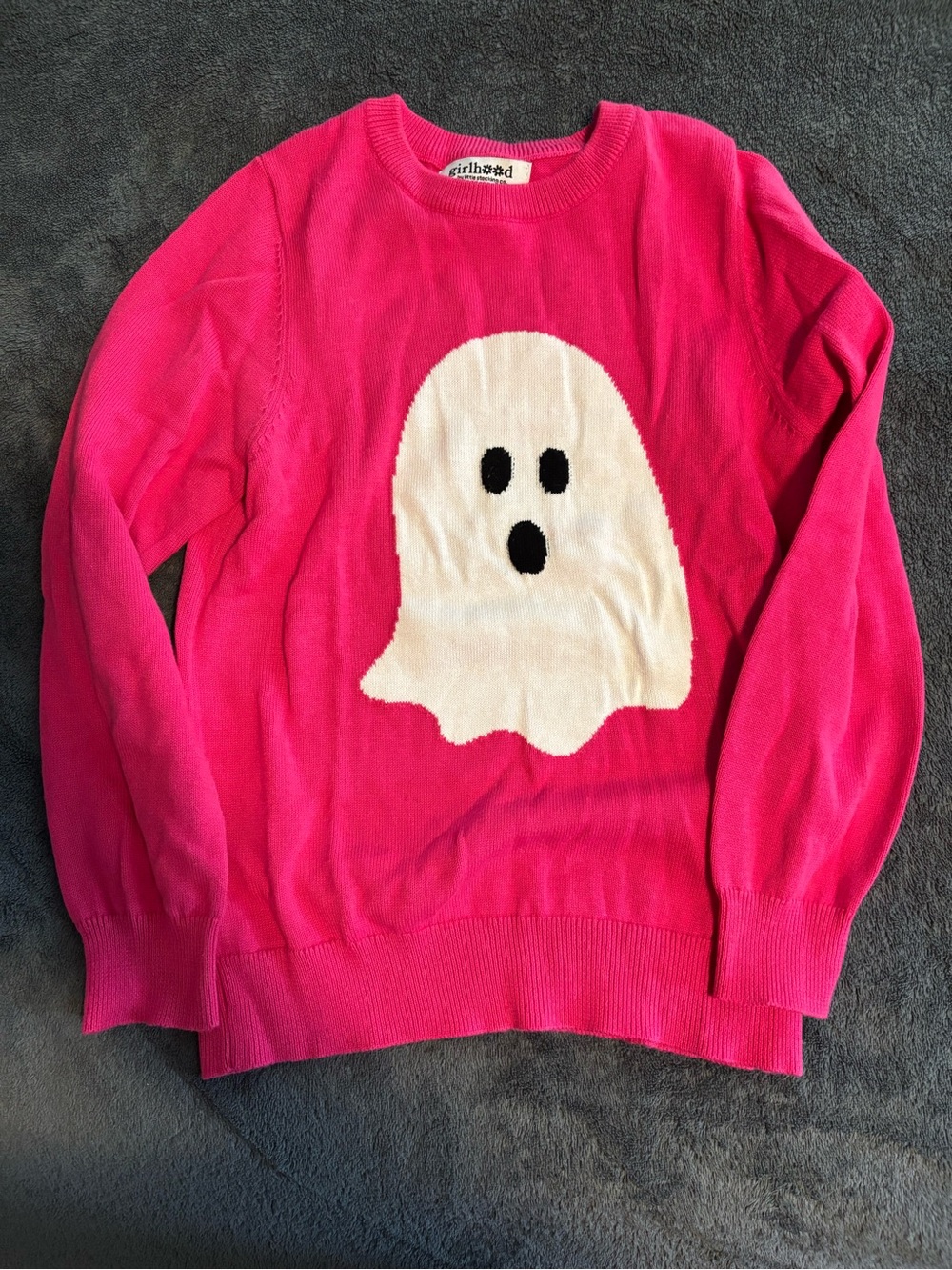 girlhood Hot Pink Ghost Knit Sweater for Kids